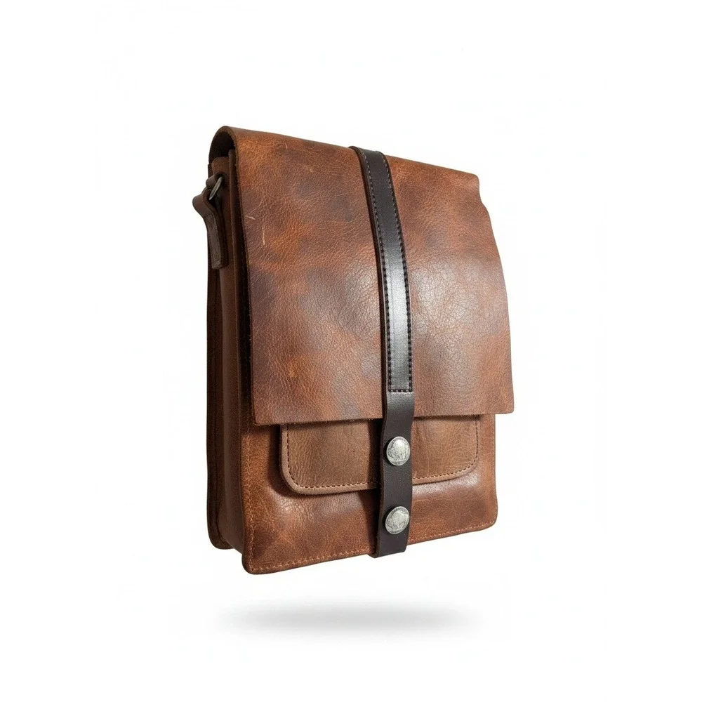 Stickman Leather Tahoma Mail Bag Brown Buffalo Nickel Crossbody PNW Handcrafted